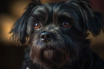 Portrait of a dog of the Affenpinscher breed close-up, generative ai