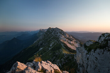 Fototapeta premium Sunset on the Vercors mountain range in summer