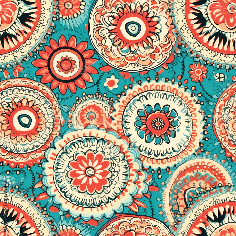 Poster orient, middle east inspired fantasy pattern. seamless design. created with generative ai technology