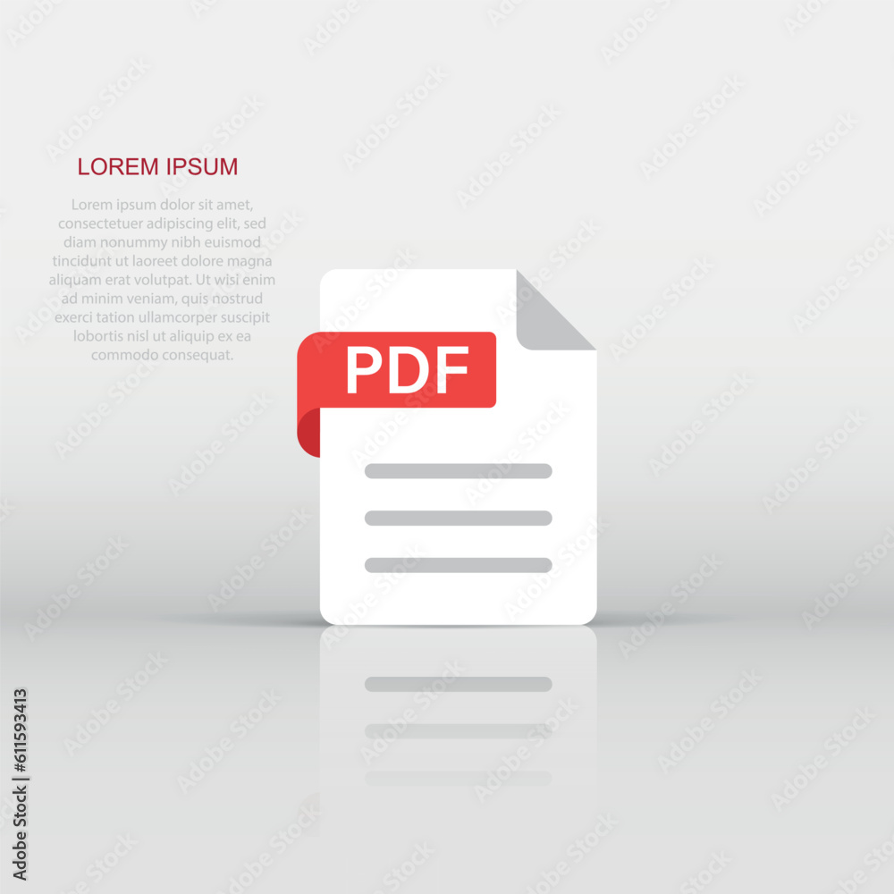Poster pdf icon in flat style. document text vector illustration on white isolated background. archive busi