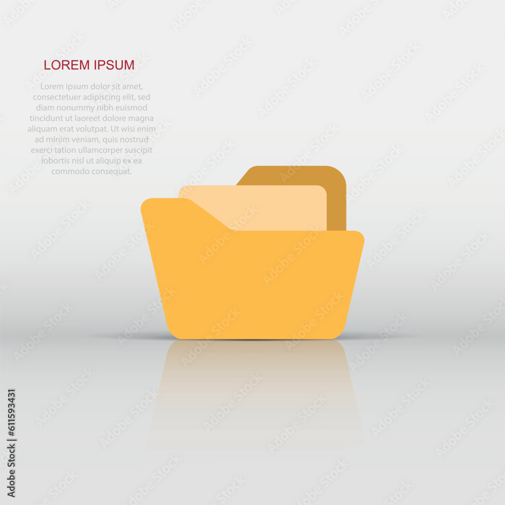 Poster file folder icon in flat style. documents archive vector illustration on white isolated background. 