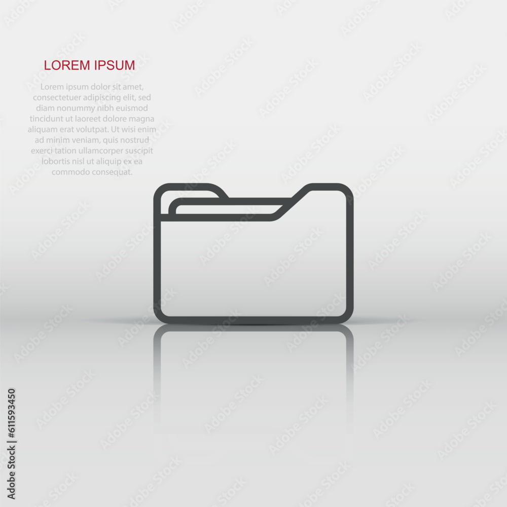 Poster file folder icon in flat style. documents archive vector illustration on white isolated background. 