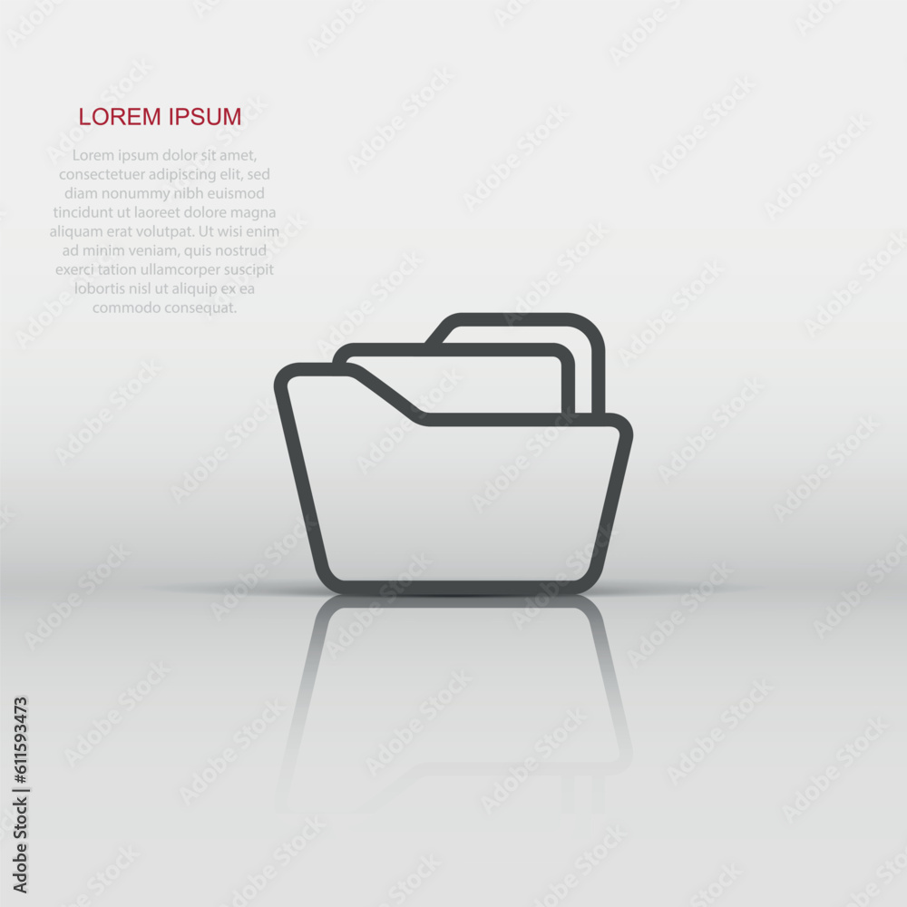Poster file folder icon in flat style. documents archive vector illustration on white isolated background. 