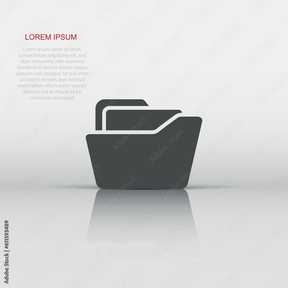 Poster file folder icon in flat style. documents archive vector illustration on white isolated background. 