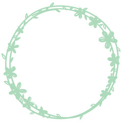 Pastel Hand Drawn Flower Circle Frame