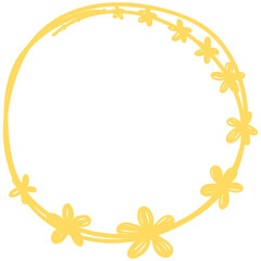 Pastel Hand Drawn Flower Circle Frame