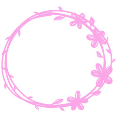 Pastel Hand Drawn Flower Circle Frame