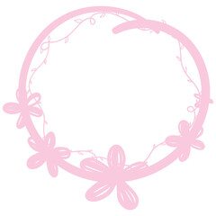 Pastel Hand Drawn Flower Circle Frame