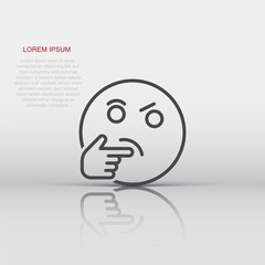 Thinking face icon in flat style. Smile emoticon vector illustration on white isolated background. Character business concept.