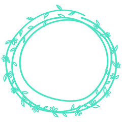 Pastel Hand Drawn Flower Circle Frame