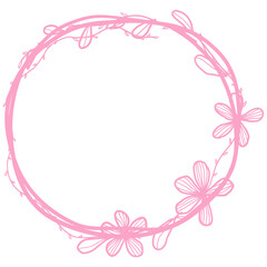 Pastel Hand Drawn Flower Circle Frame