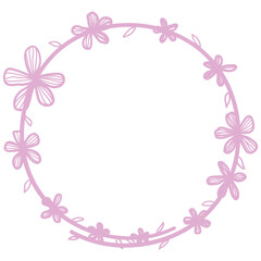 Pastel Hand Drawn Flower Circle Frame