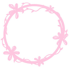 Pastel Hand Drawn Flower Circle Frame