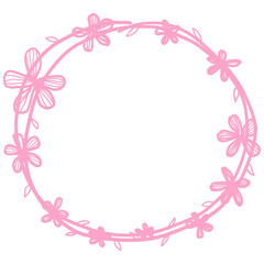 Pastel Hand Drawn Flower Circle Frame