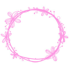Pastel Hand Drawn Flower Circle Frame