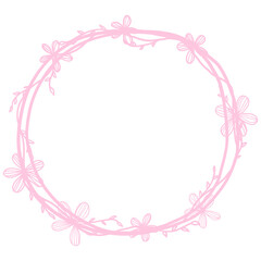 Fototapeta na wymiar Pastel Hand Drawn Flower Circle Frame