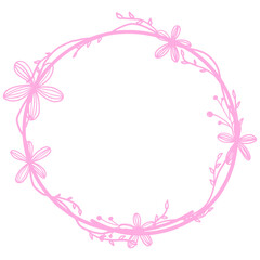 Pastel Hand Drawn Flower Circle Frame