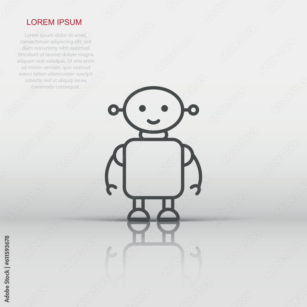 Poster cute robot chatbot icon in flat style. bot operator vector illustration on white isolated background