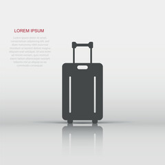 Travel bag icon in flat style. Luggage vector illustration on white isolated background. Baggage business concept.