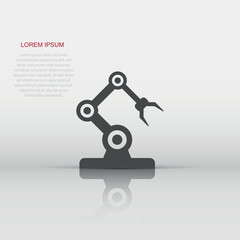 Robot arm icon in flat style. Mechanic manipulator vector illustration on white isolated background. Machine business concept.