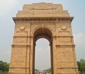 India Gate, New Delhi, May, 2023: It is a triumphal arch architectural style war memorial designed by Sir Edwin Lutyens to 82,000 soldiers of the Indian Army who died in the First World War.