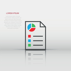 Document icon in flat style. Report vector illustration on white isolated background. Paper sheet business concept.
