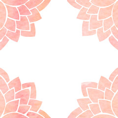 Seamless pattern or frame with a stylized pink lotus flower silhouettes, floral ornament for background decoration and design of card, invitation