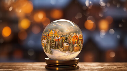Fototapeta na wymiar Christmas ball with houses inside