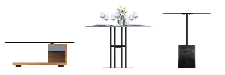 coffee table isolated on transparent background, 3D illustration, cg render
