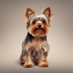 Yorkshire Terrier in full length, photography, studio photo. AI generated.