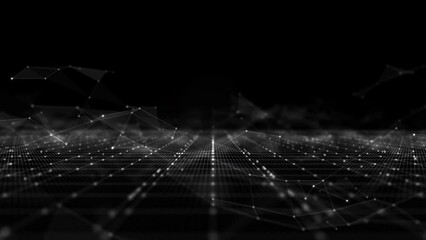 Technology blockchain network connections background concept, Blue abstract background digital line and dots connect, Digital cyberspace Background motion 4k