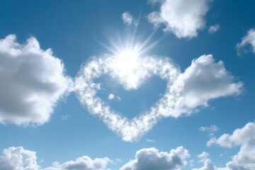 Naklejka na ściany i meble Heart shaped cloud sunny. Generate Ai