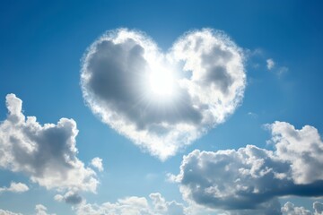 Heart shaped cloud space. Generate Ai