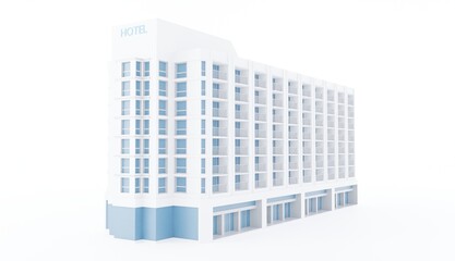 3d render of a hotel building on a white scene architecture wallpaper backgrounds