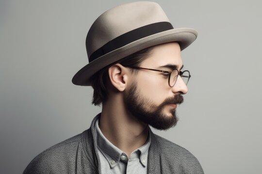 Hipster man hat. Generate Ai