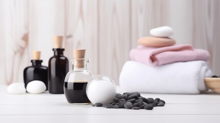 Fototapeta na wymiar Beauty treatment items for spa procedures. Generative AI