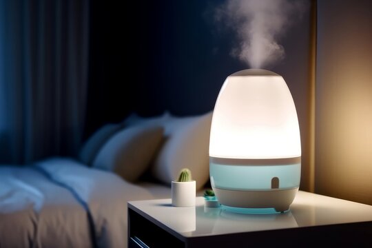 Bedroom humidifier night. Generate Ai