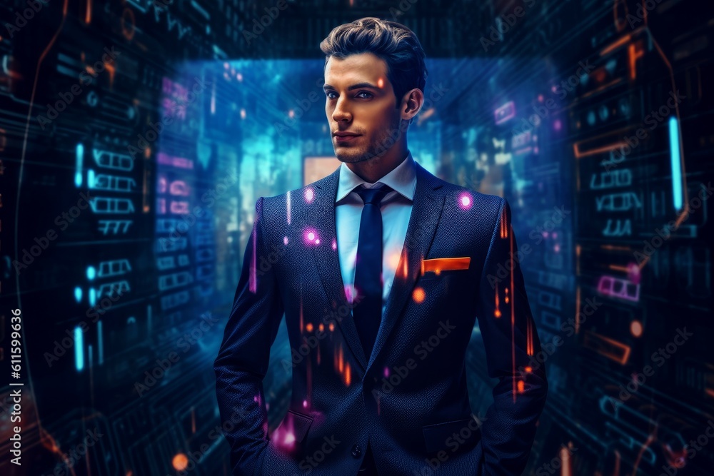 Poster information tech security man. generate ai