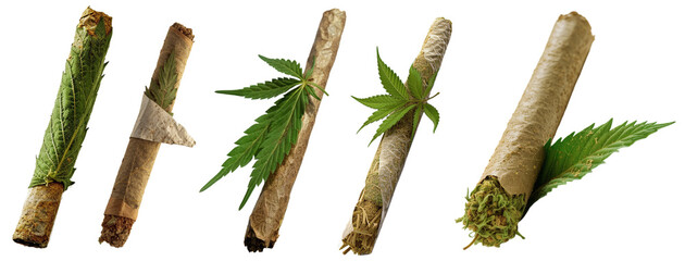 A marijunana blunt, a cigar with the tobacco removed and replaced with marijuana on a transparent background, Generative AI - obrazy, fototapety, plakaty