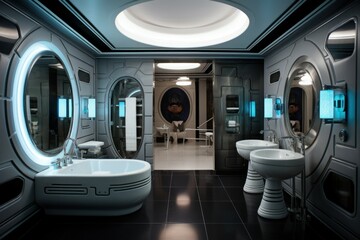 Interior modern stylish bathroom design. Generate Ai