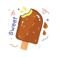 Creatively designed ice cream hand drawn vector, easy to use icon