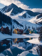 Snow Mountains View Generative Art