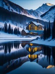 Snow Mountains View Generative Art