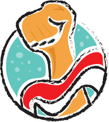 Indonesian HAND AND FLAG IN THE CIRCLE ILLUSTRATION VECTOR 