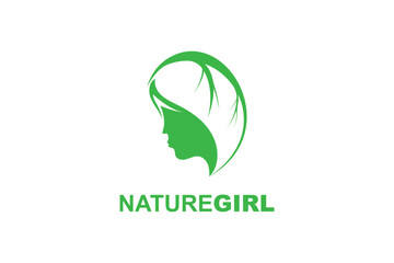 green leaf and woman logo design