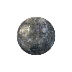 Mercury planet view with transparent background.