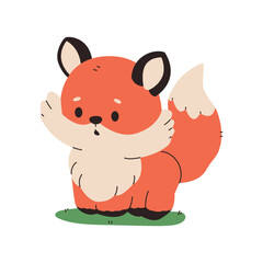 Cute baby fox vector cartoon character isolated on a white background.