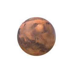 Mars planet view with white background.