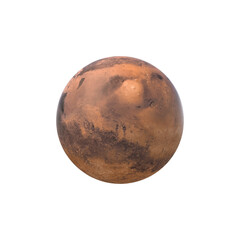 Mars planet view with transparent background.