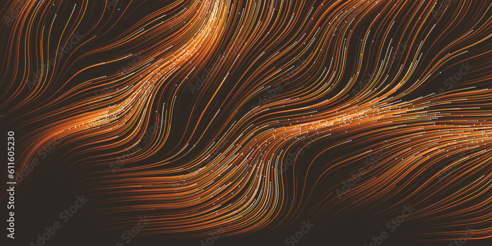 Aufkleber golden and brown wavy striped abstract background - dark colorful moving, flowing stream in curving 